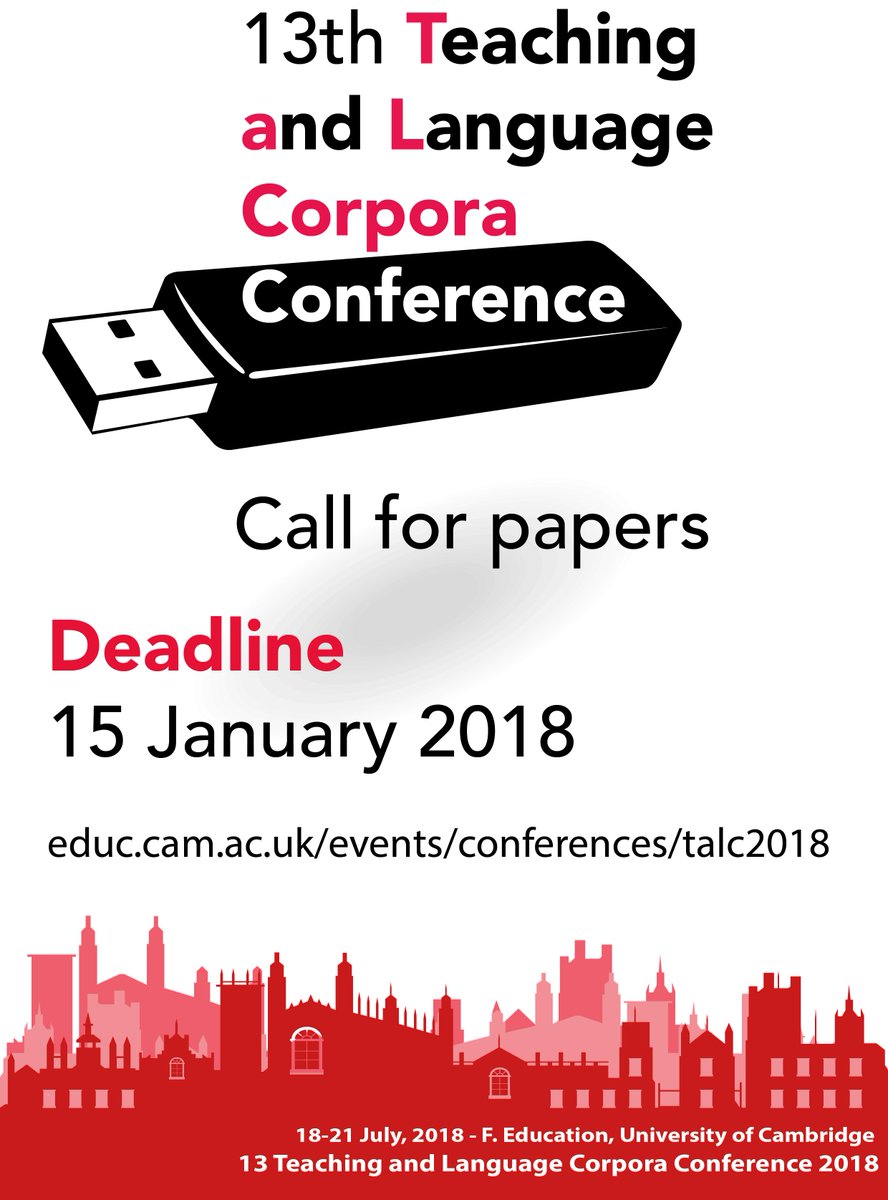 #TALC2018 #CFP @CambridgeEdFac 13th Teaching &amp; Language Corpora  18-21 July Submission deadline 15 January educ.cam.ac.uk/events/confere…