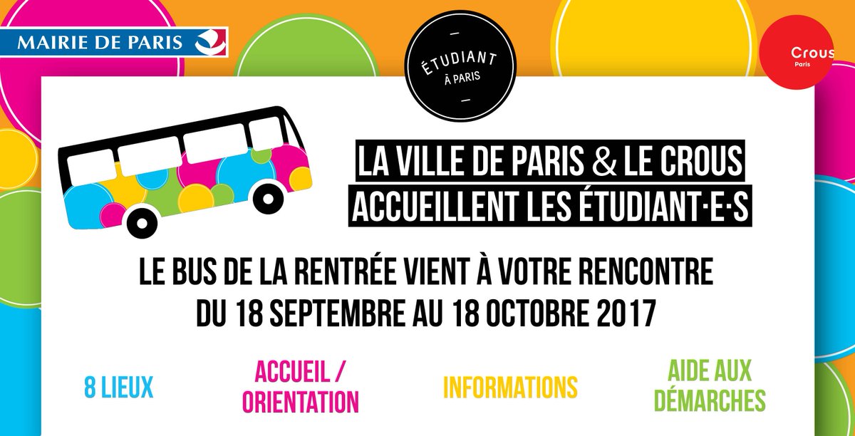 Infos pratiques, aides aux démarches… Le bus de rentrée <a href="/Paris/">Paris</a> <a href="/CrousParis/">Crous de Paris</a> commence lundi place de la République ! crous-paris.fr/actualite/vill…