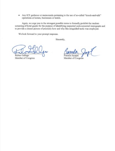 SenRubenGallego's tweet image. ICE was randomly accosting Latino guests at @motel6 hotels in AZ. We need to know who signed off on it: scribd.com/document/35899…
