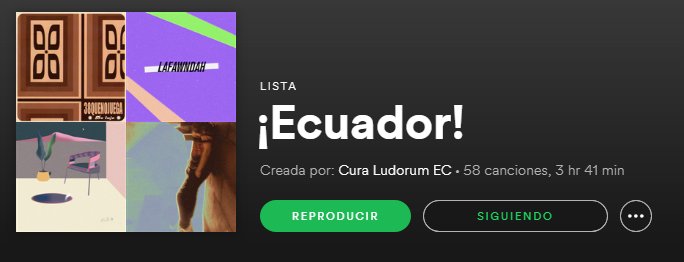#CuandoElSolSeCaseConElMar  aparece en el nuevo playlist de <a href="/CuraLudorum/">Fundación Cura Ludorum 🎶</a>  🔊 !Ecuador!. Escúchalo 👇👇👇

open.spotify.com/user/curaludor… RT RT RT