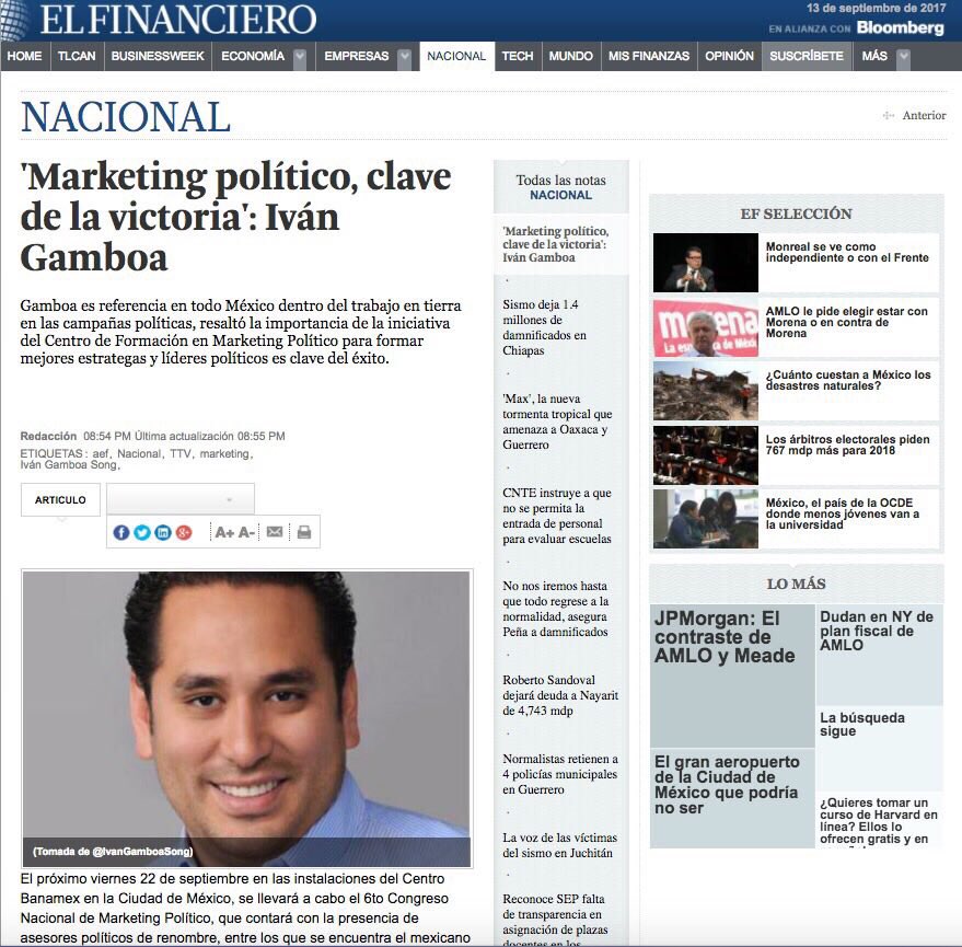 En entrevista para el periódico <a href="/ElFinanciero_Mx/">El Financiero</a> , hablé sobre la importancia del MKT Político y cómo influye en los resultados electorales