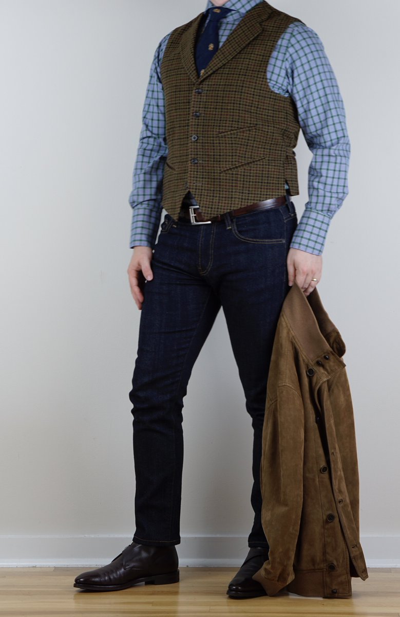 StyleWithJosh's tweet image. Too warm for the jacket by noon, but the tweed is great with the denim. #menstyles #fashion #denim #tweed