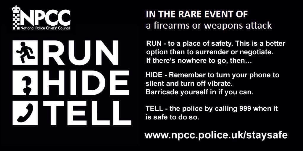 Would you know what do in a terror attack &amp; how to react when police arrive? #RunHideTell #FOU