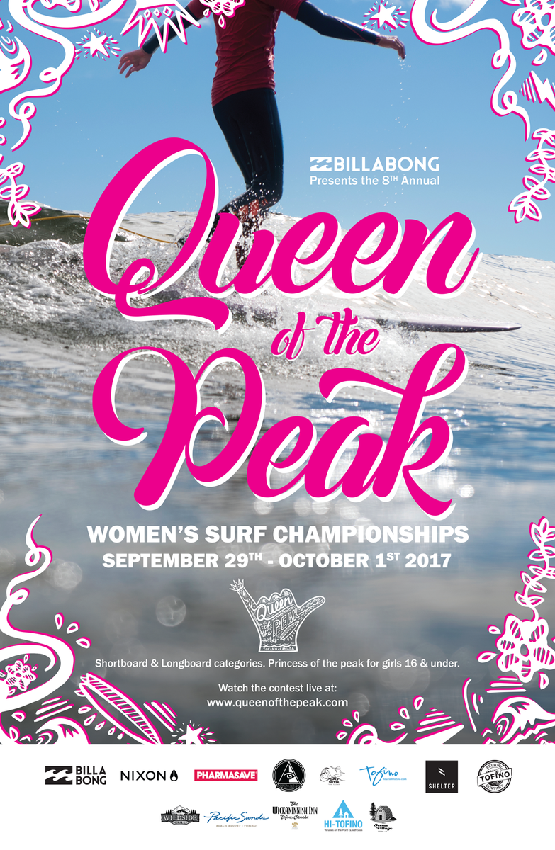 Take a trip to Tofino and witness the Billabong Women's Surf Contest 9/29 to 10/1/17.  Sponsored by <a href="/cocospure/">Cocos Pure</a>  queenofthepeak.com