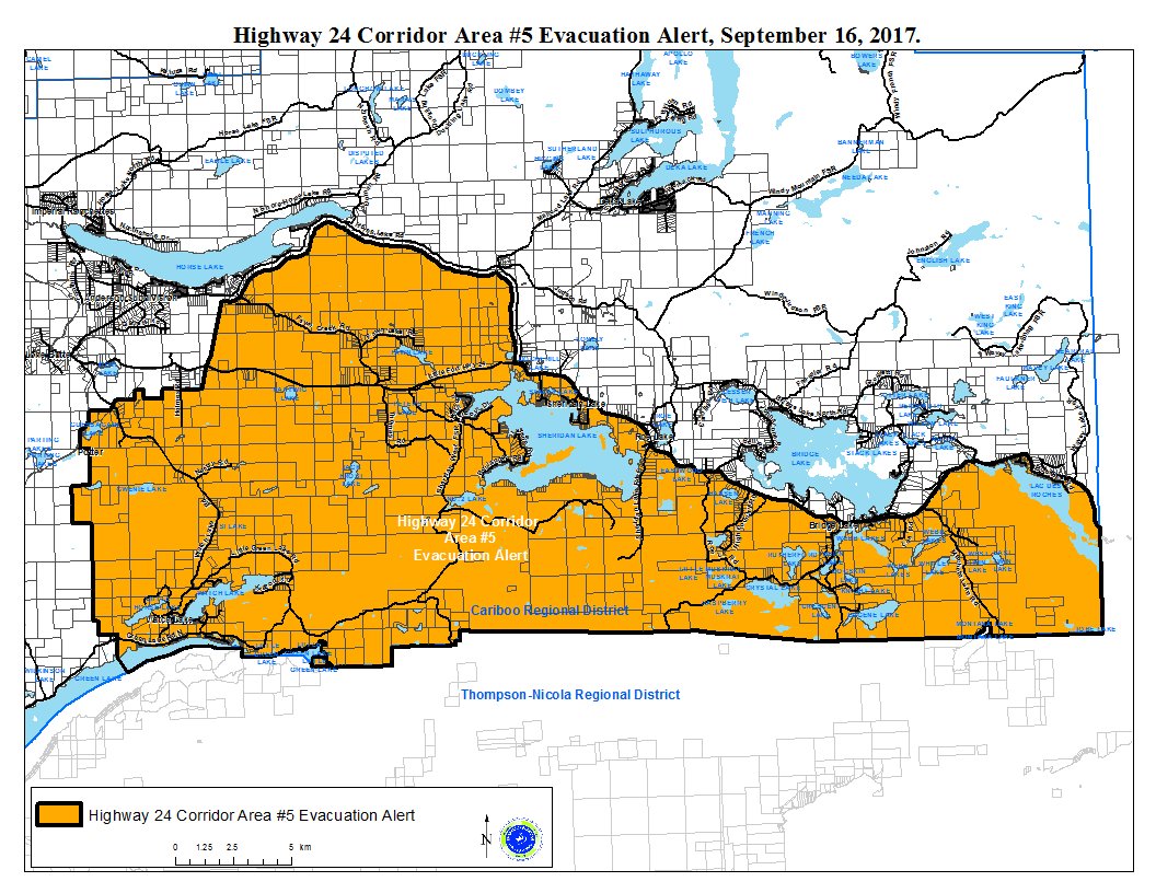 CaribooRD's tweet image. Evacuation order downgraded to alert for Hwy 24 corridor area Saturday. PDF Map: bit.ly/2jtXTY7 Release: bit.ly/2h8yDTa