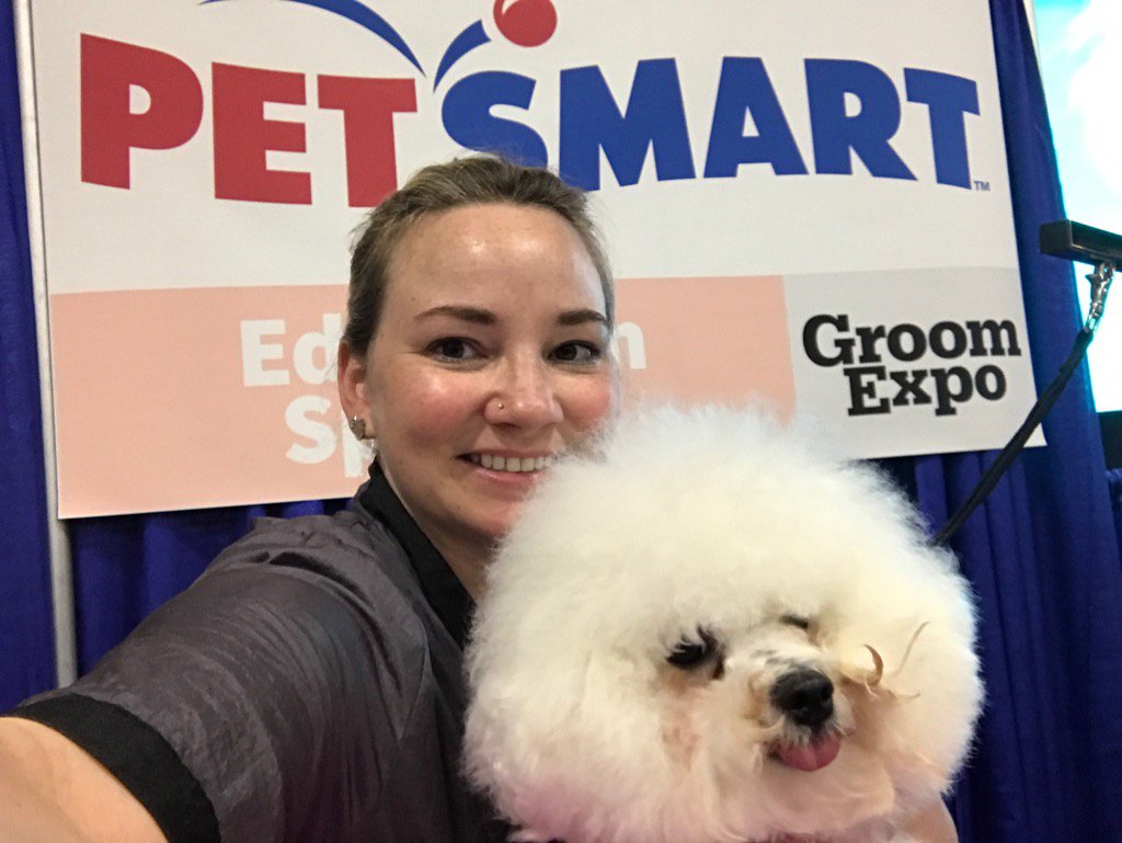Sassy and I are to start!!!! #bichon #groomexpohershey #groomteampetsmart #allotherpurebreds