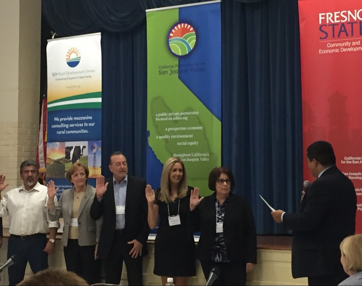 Congrats Patty Poire @KCFSG Chair and Corporate and Public Affairs @GrimmwayFarms sworn in as one of @PartnershipSJV new board members.