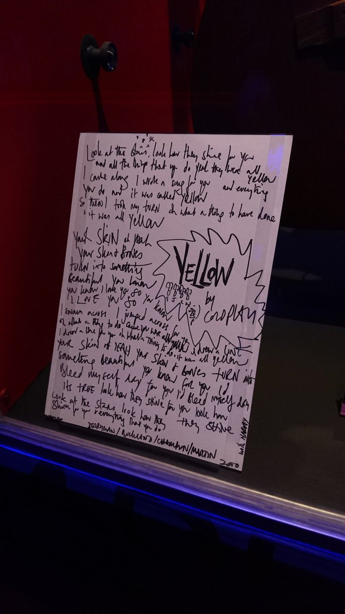 MatthewRimmer's tweet photo. @thebme Something special about seeing song lyrics handwritten by artists. #BritishMusicExperience #TheBME #BME @katenash @coldplay @adele @oasis https://t.co/EWEiyKfvXa