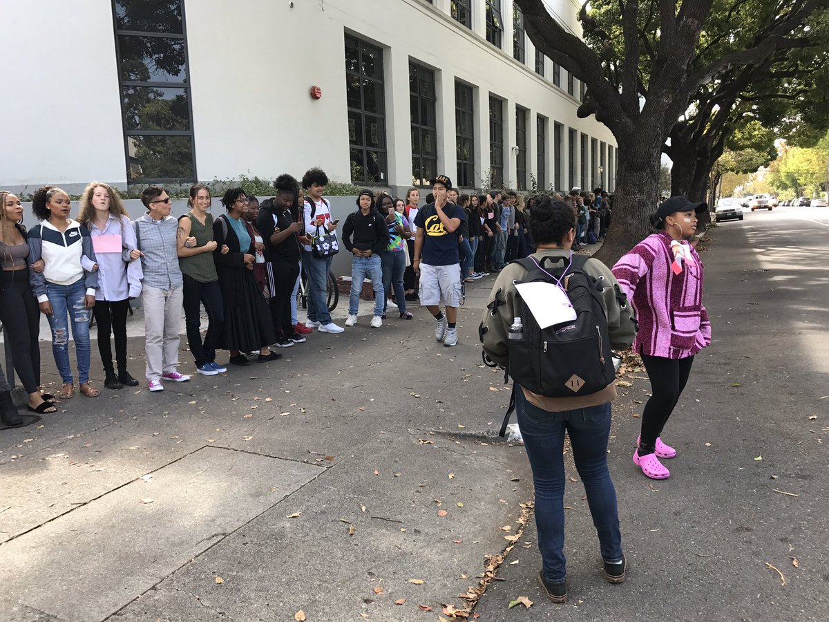 Hear helicopters? They're at Berkeley High for the human chain in support of DACA