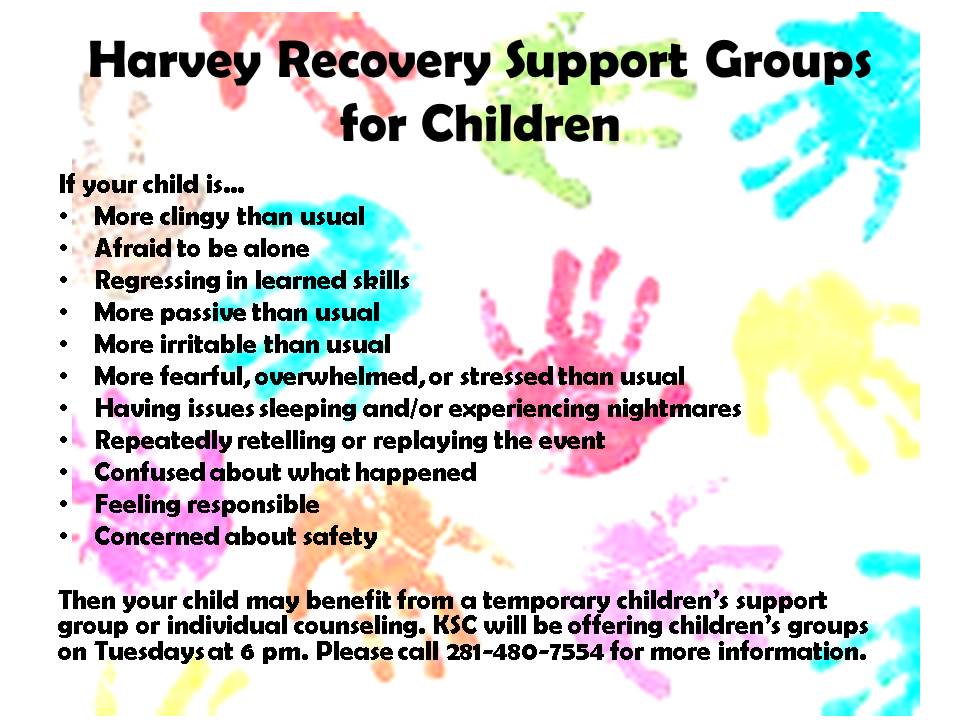 KSC is now offering #HarveyRecovery #support groups for #children.