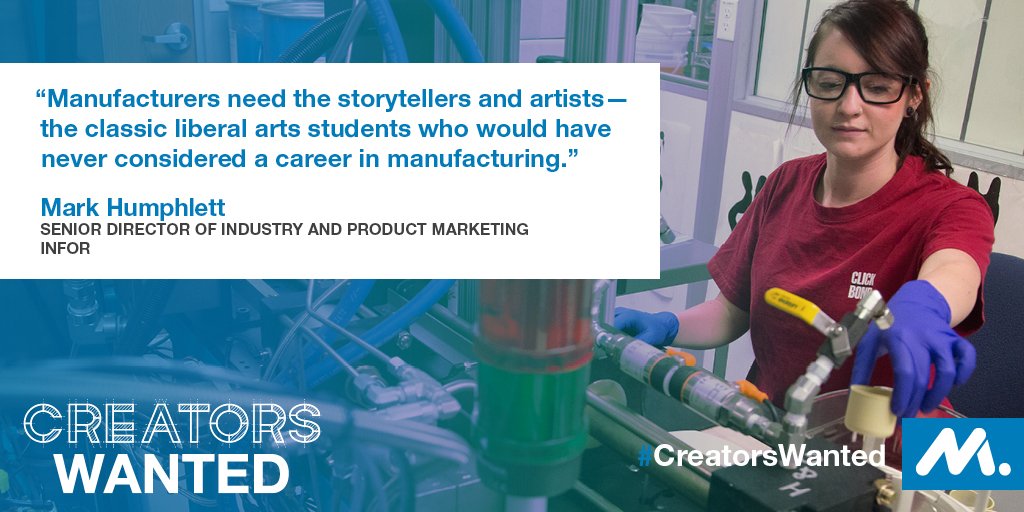 ShopFloorNAM's tweet photo. Manufacturers aren't robots. We create the future. We need imaginations. Help us find them at https://t.co/KNAX7ygJRX #CreatorsWanted https://t.co/eVQSBAlb6m