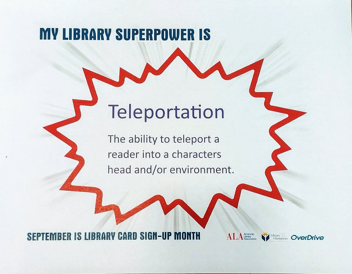 ericareadsbooks's tweet photo. September is Library Card 
Sign-up Month #LibrarySuperpower https://t.co/RC0RhkG753