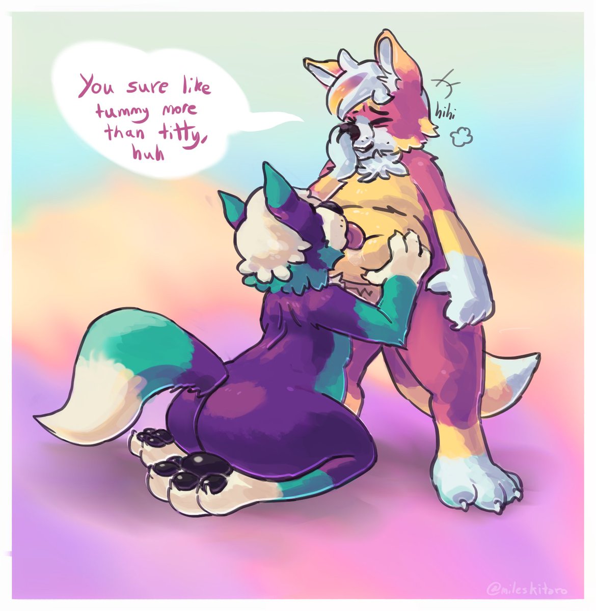 Some tummy loving critters @coolm0rph and 2017 Furry commissioned by @DogpatchPress 