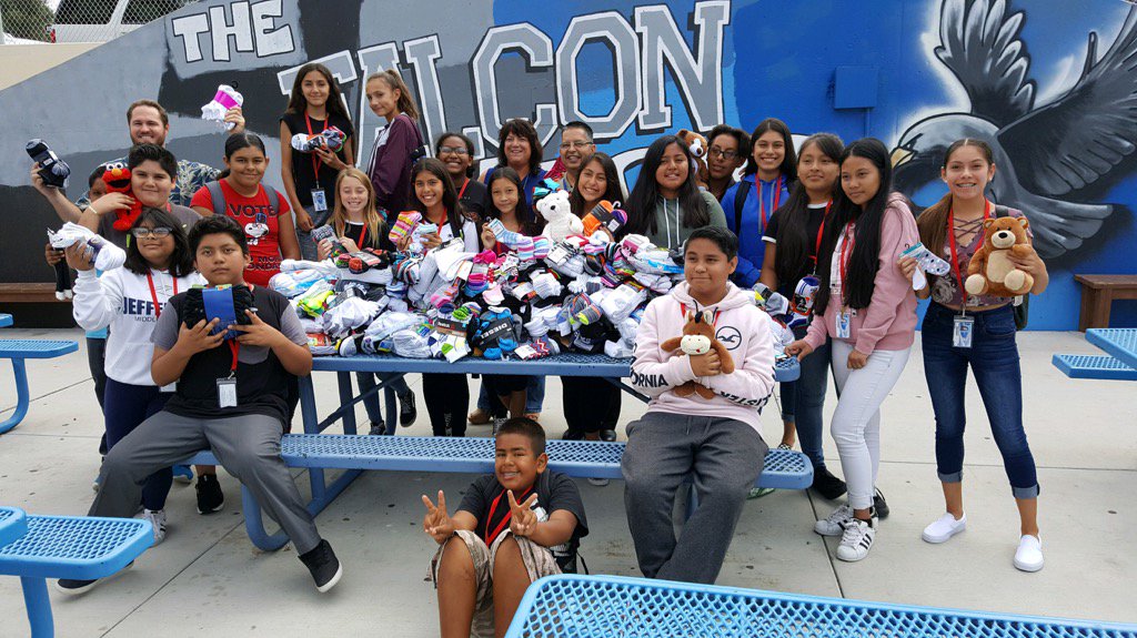 JMS students donating over 1,000 socks to the Red Cross for the victims of  hurricanes Harvey &amp; Irma <a href="/FBalanon/">Frank Balanon</a>