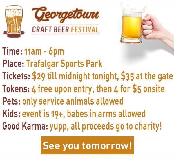 <2 hours to get your discounted tickets to tomorrow's @gtowncraftbeer Festival! 14 #FoodTrucks &amp; 35 Craft Breweries!
headforthehills.ca