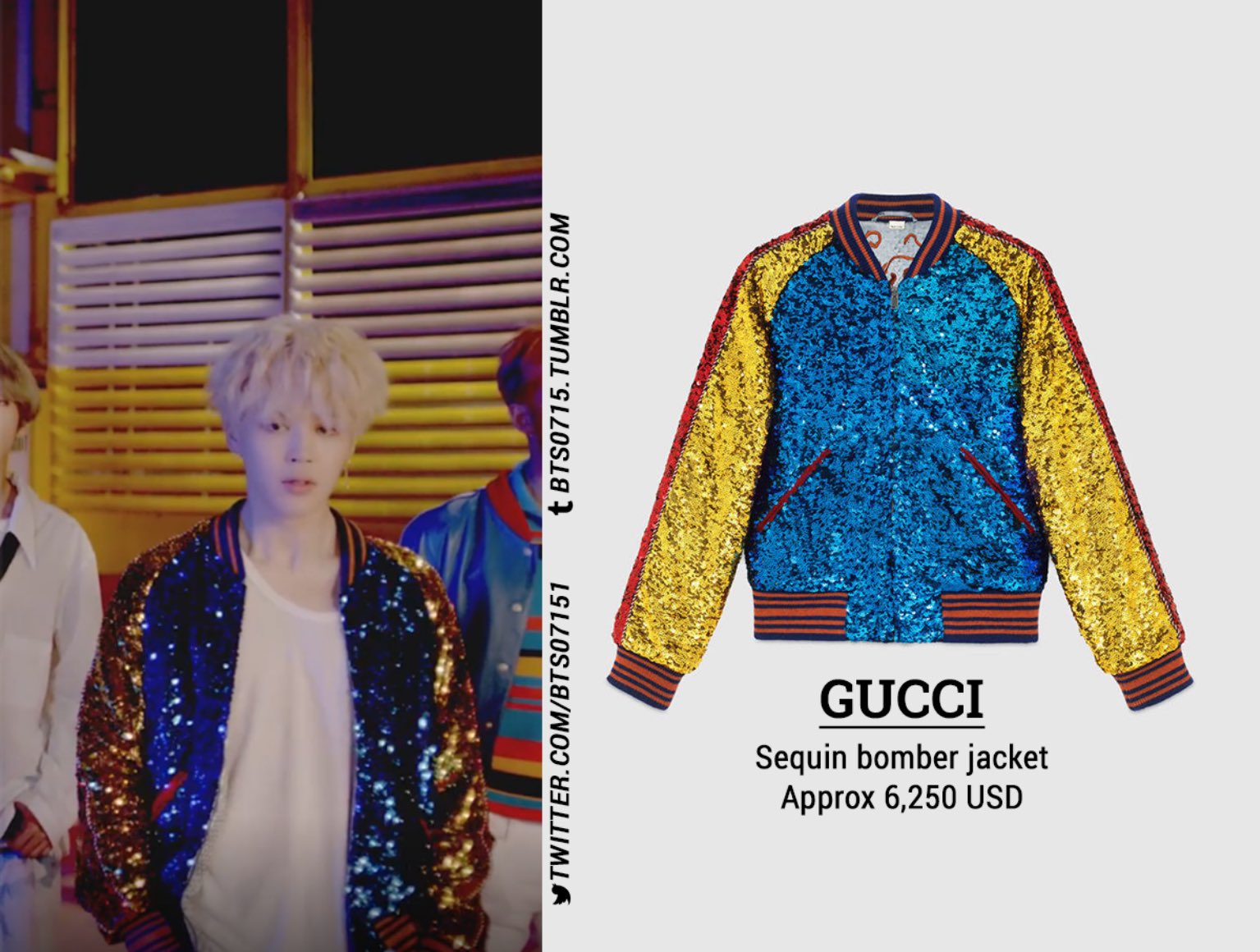 Bts0715 on X 170914 BTS JIMIN GUCCI sequin bomber jacket https t MNC15GHlcz X