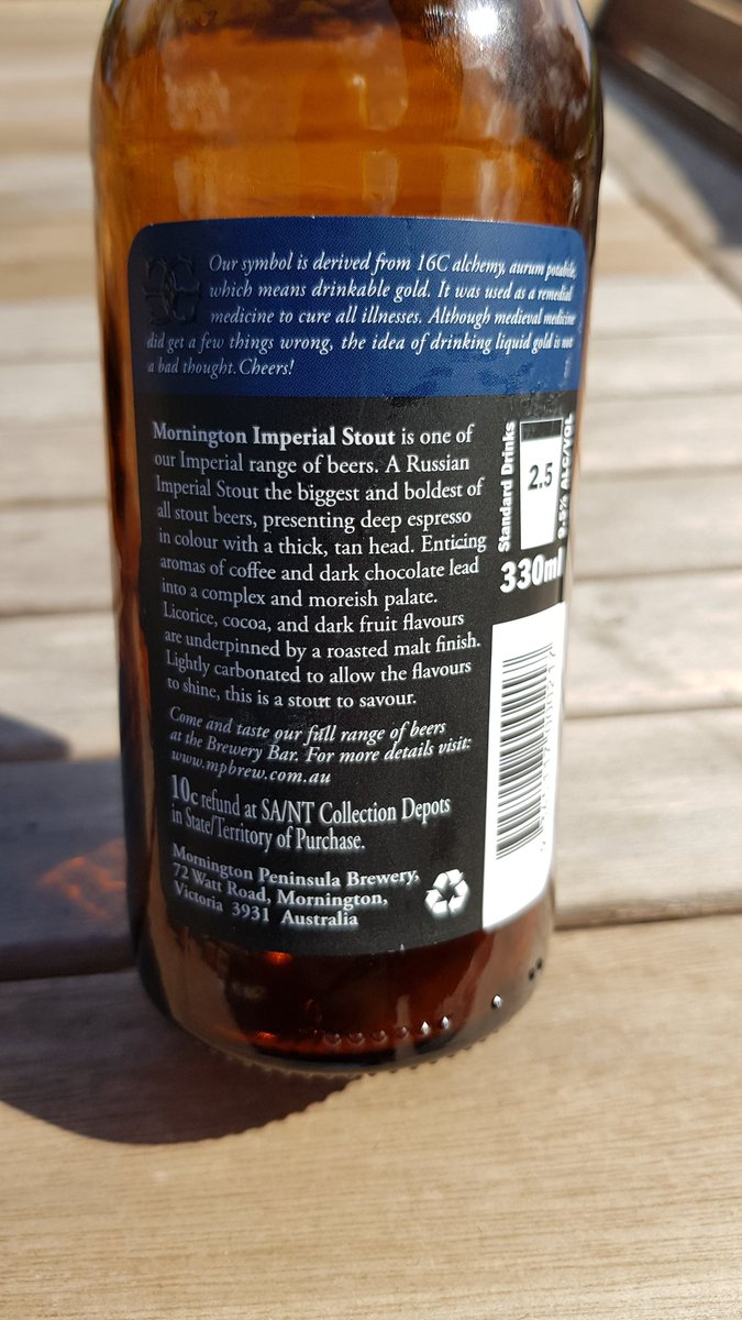 Beer_Ambassador's tweet photo. Great Imperian Stout by @mpbrew #Rich #Smooth #coffee #chocolate #morningtonpeninsula #craftbeer #imperialstout #beer #mpbrew drink it now! https://t.co/iPF9jBSeTz