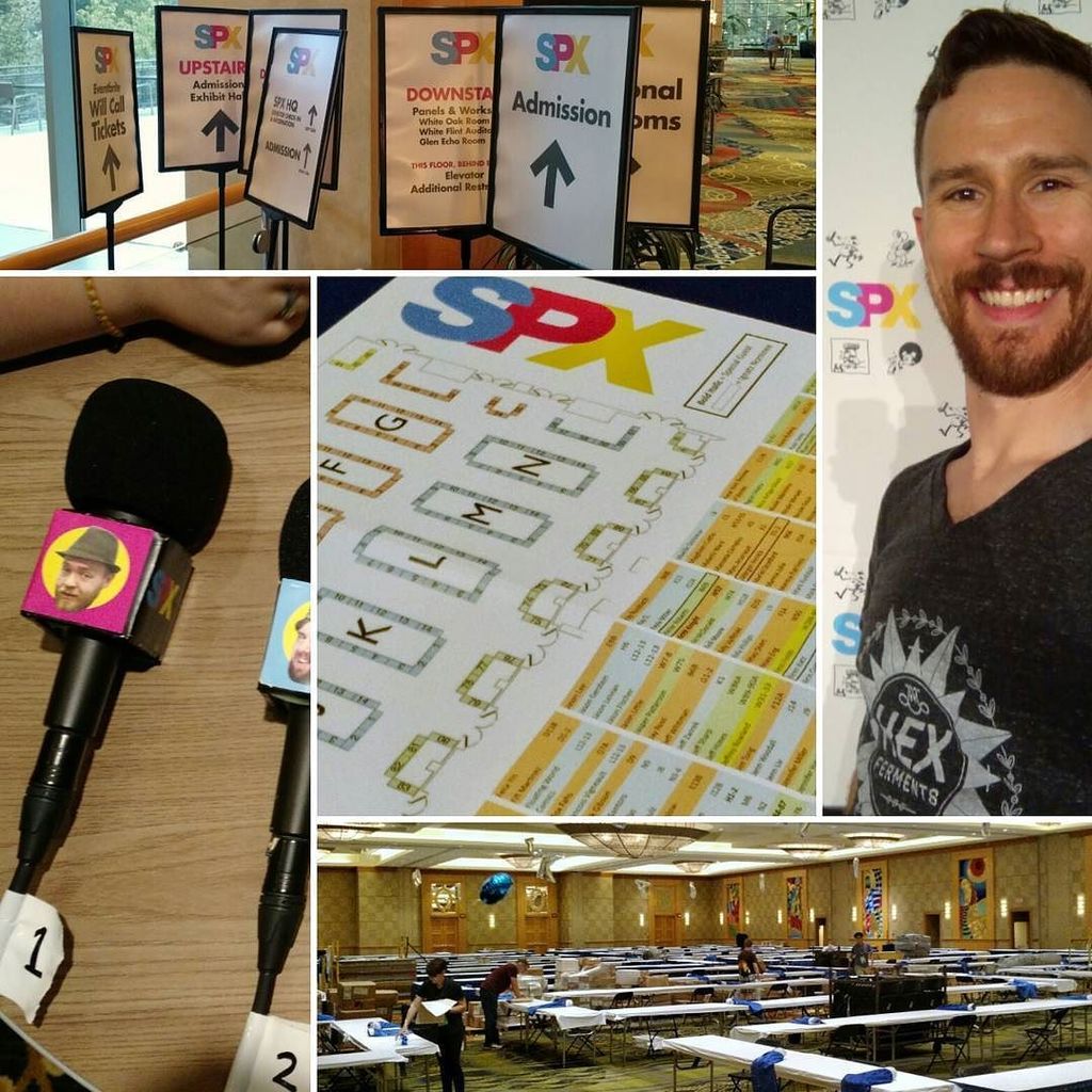 Helping <a href="/spxcomics/">SMALL PRESS EXPO</a> get set up. #spx2017 #spx Now, who wants to draw #mead?