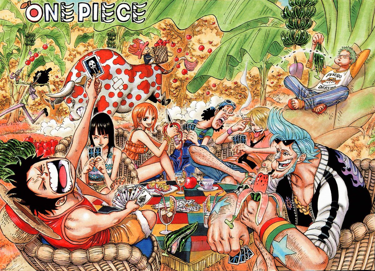 まな On Twitter 今日発売のジャンプは One Piece が巻頭カラー ゾロは2008年に描かれたバナナスイカの扉絵でもサンジに種を飛ばしてたなあ Onepiece