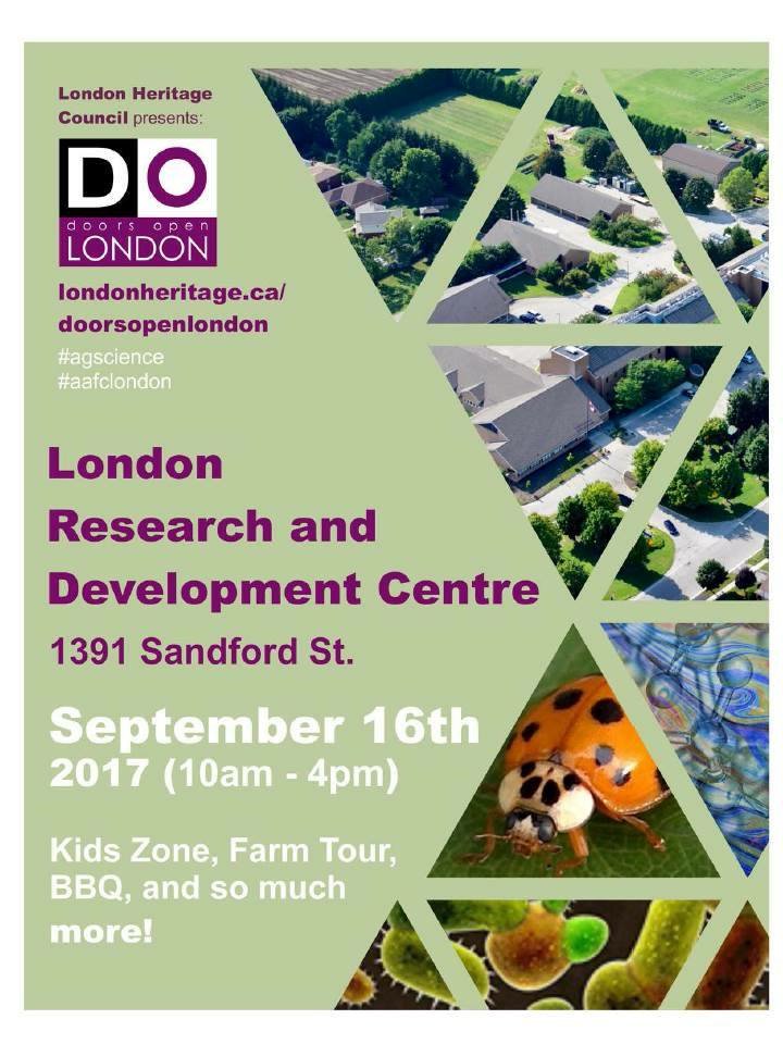 #DoorsOpenLondon at London Research and Development Centre tomorrow. Lots of science activities for the kids and adults! @AAFC_Canada
