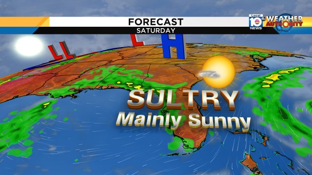 Saturday will be soaked in sunshine. Of course, with the sun comes the heat once more. Heat index approaching 100 https://t.co/ek6nsoWqGp