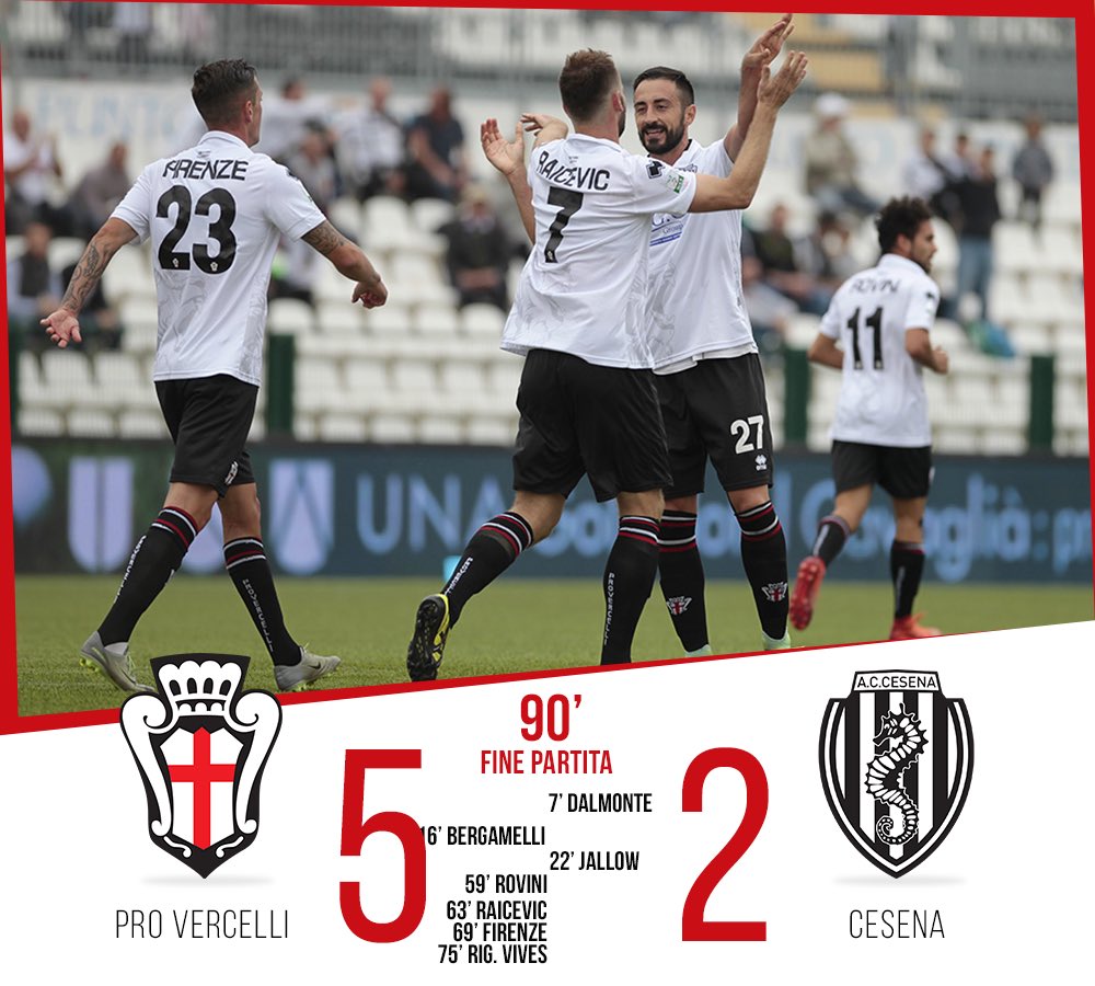 ProVercelli1892's tweet photo. Finisce qui! PRO VERCELLI-Cesena 5-2
#PrvCes #ProVercelli https://t.co/MxSL85dTf4