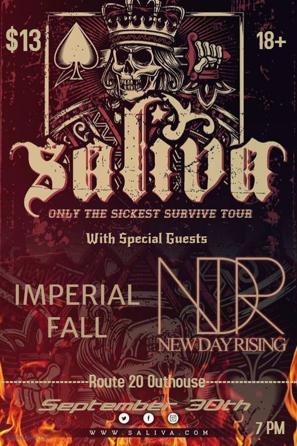Tonight we open for <a href="/Saliva/">wes</a>, <a href="/ImperialFall1/">Imperial Fall</a>, and #thedose. Get your tickets at newdayrisingband.com/shows. You don't want to miss this!