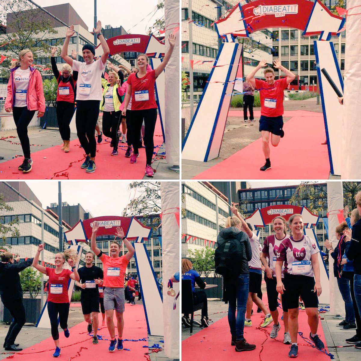 De eerste teams komen binnen in Amsterdam. Wat een topprestatie! RT of ❤️=bedanken