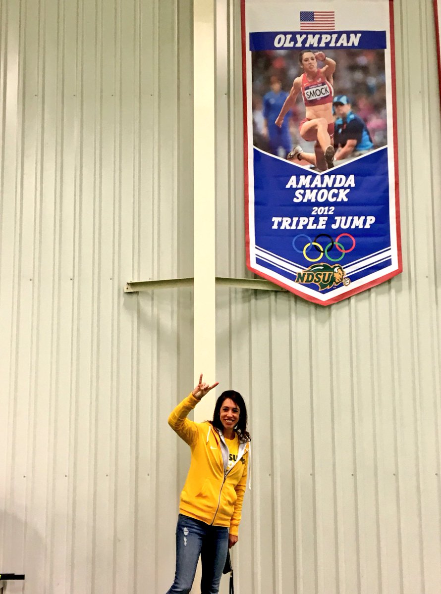 NDSUTrackField's tweet photo. At North Dakota State, Homecoming includes welcoming your Olympians back to campus. @AJTSMOCK https://t.co/i5mJJOKnvj