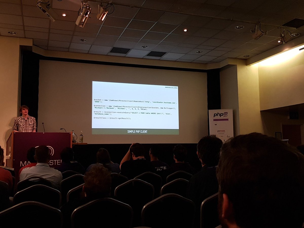 hisamuran's tweet image. Trk 2 Hadoop, #sqlengine #Presto meets #PHP7 in #Phresto #PHPNW17 #hadoop #databases @upbeatprod @teamhydrant #MichaelCullum #restapi #jdbc