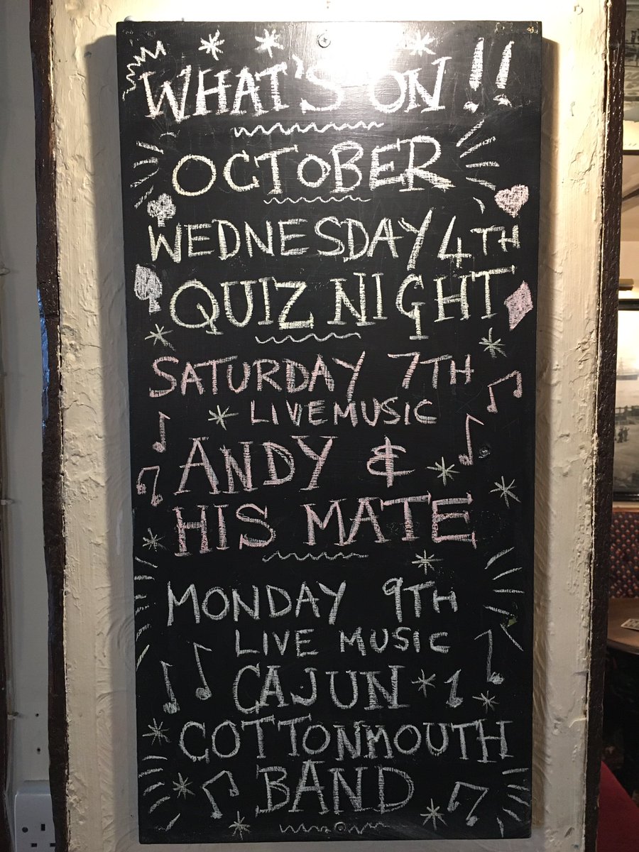 Lots on in October at the Plasterers arms 😊 tonight Saturday 30th September we have live music with Alison Benson from 9pm...