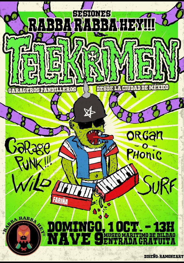 RabbaRabbaHey's tweet photo. Mañana sesionaca de #garagepunk .Telekrimen cruzan el charco para marcarse un #RabbaRabbaHey en Nave 9. Gratis y en sesión vermut https://t.co/XlKEjuHnmH