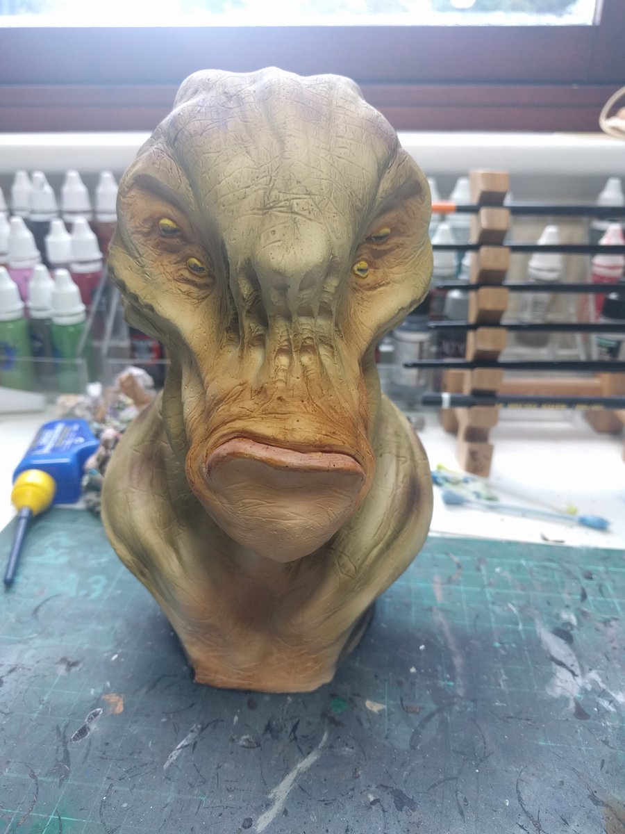proletius's tweet photo. @ThatDarkBunny I finally got around to painting the awesome bust I picked up at #edscifest. Still work in progress! https://t.co/LG12I2aCpQ