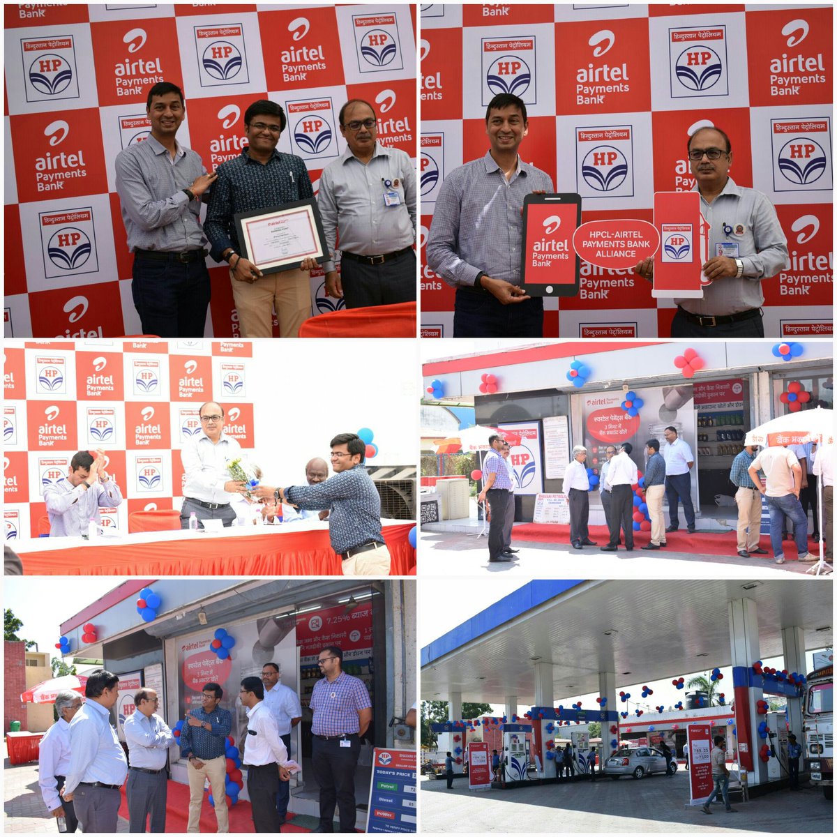 HPCL's tweet photo. HPCL-Airtel Payment Bank Alliance conducted a Customer Meet at Ahmedabad under NW Zone 2 promote #LessCashLess @_DigitalIndia @airtelindia https://t.co/rwcYYjLD2k
