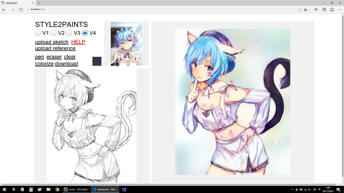 algoritmic's tweet image. style2paints can paint on a sketch accroding to a given specific color style github.com/lllyasviel/sty… #MachineLearning #AI