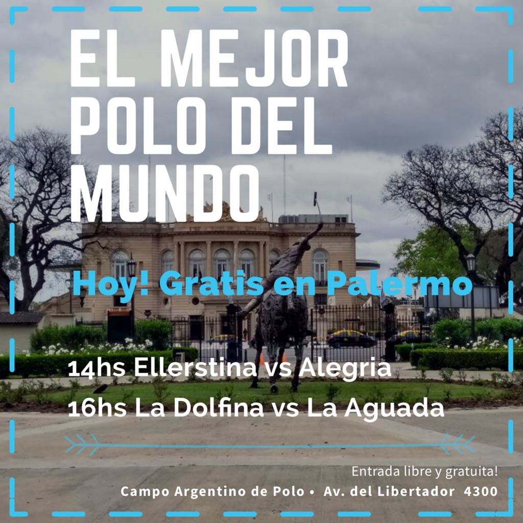 Otro día de polo en Palermo. Juegan <a href="/LaDolfinaok/">La Dolfina</a> <a href="/AlegriaPolo/">Alegria Polo</a> <a href="/EllerstinaPoloT/">Ellerstina Polo Team</a> y <a href="/LaAguadaPolo/">La Aguada Polo</a> <a href="/lasmonjitaspolo/">Las Monjitas Polo</a>. ENTRADA LIBRE Y GRATUITA!