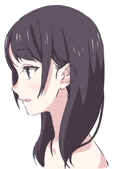 新鮮な 女の子 横顔 イラスト 左向き