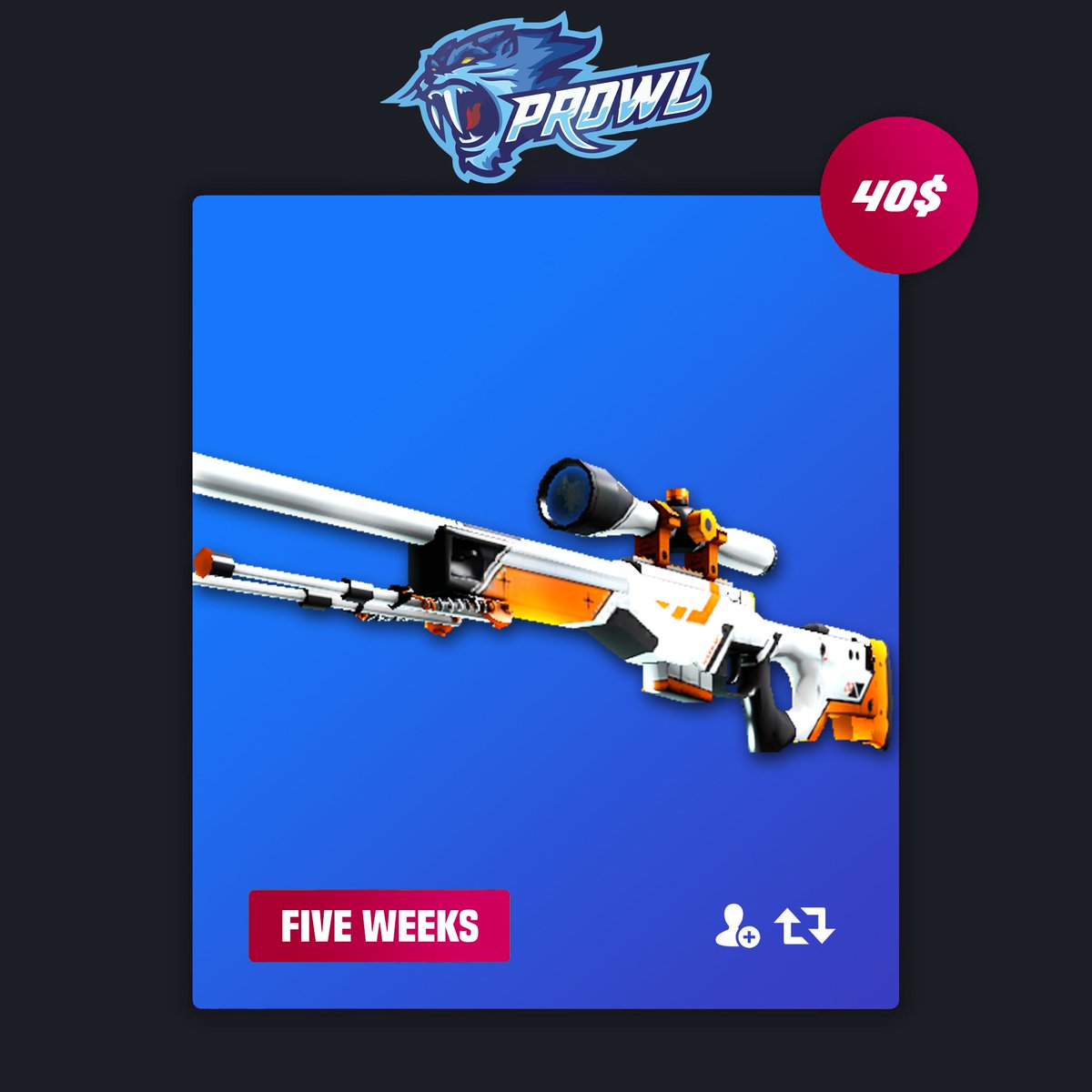 OnTheProwI's tweet image. To celebrate our official opening
Giving away a AWP Asiimov l Field Tested
💎 Follow me 
💎 Retweet &amp;amp; Like
💎 Tag a Friend
@NightRTs @Relay_RTs