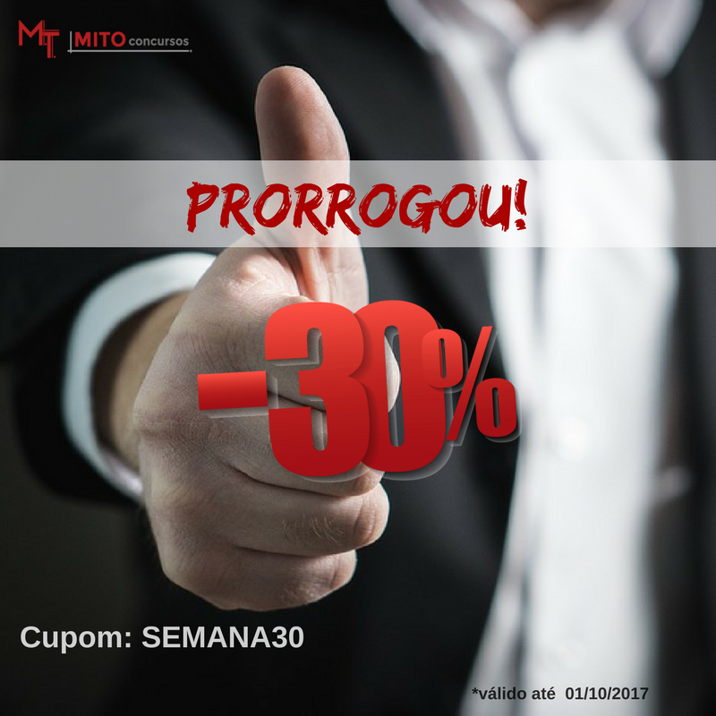 MitoConcursos's tweet photo. PRORROGOU! Todos os cursos com 30% OFF até o dia 01/10/2017. Utilize o cupom SEMANA30 e aproveite! https://t.co/Yn2yGwMoa5 https://t.co/aSG4TK9jsd