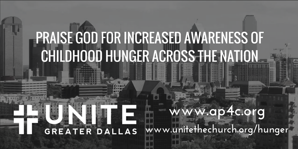 Praise God for increased awareness of childhood hunger across the nation
