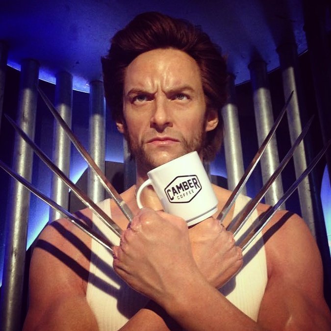 We found out that #wolverine #loves #drinking our #delicious #coffee he ever #grinds his own #coffeebeans 
#xmen