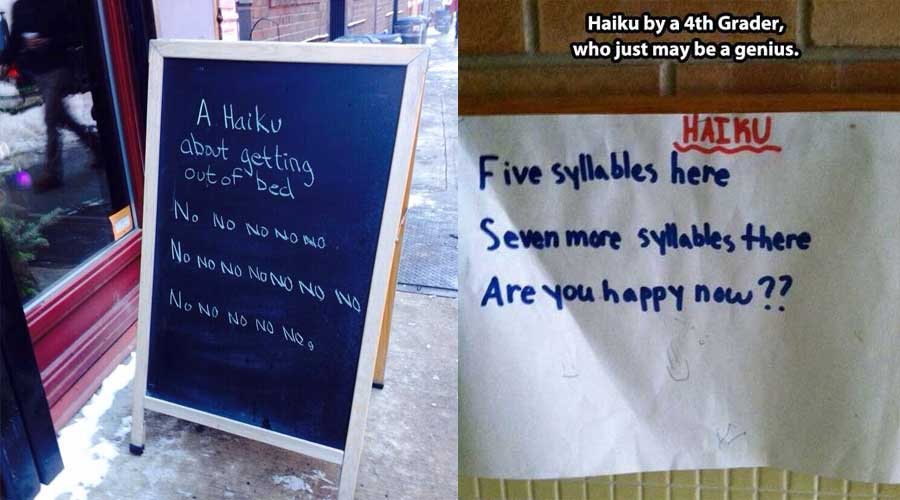 WWInterweb's tweet photo. The Greatest Haikus Ever Like Written and Stuff (GALLERY)
https://t.co/2H44sm35fI #NationalPoetryDay #poetry #PoetryDay https://t.co/tDmyzNKwFs