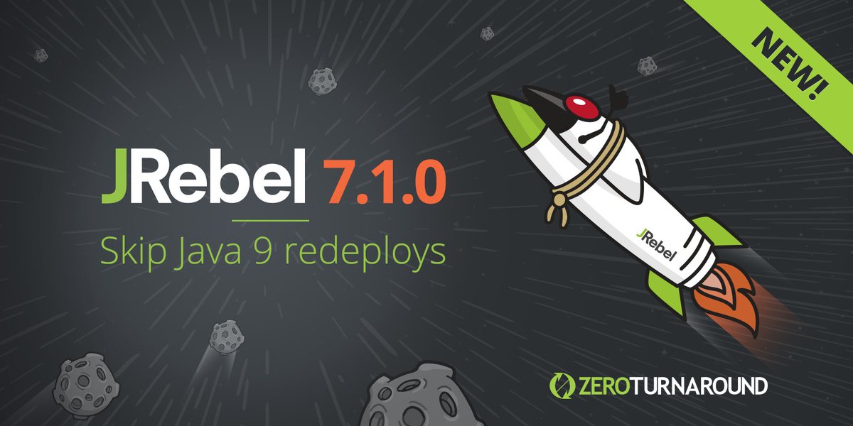 JRebel_Java's tweet image. JRebel 7.1.0 is here with #Java9 support to end redeploys forever! #WorksFineOnJDK9 bit.ly/2fAmcCC