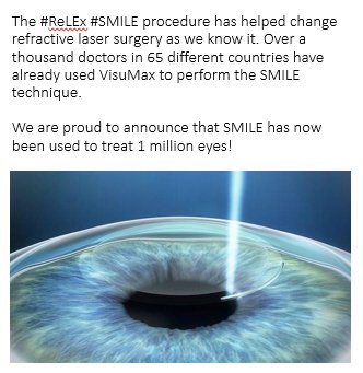ZEISSmeditec's tweet image. #ZEISS celebrates one million #ReLEx #SMILE procedures worldwide using the #VisuMax femtosecond laser.  Read more at bit.ly/2yvMVnA