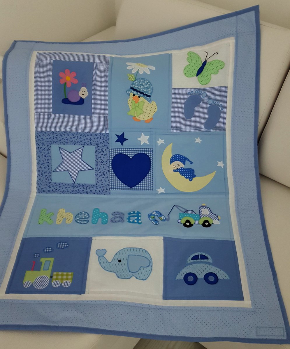 #personalised #baby #quilt #bluequilt