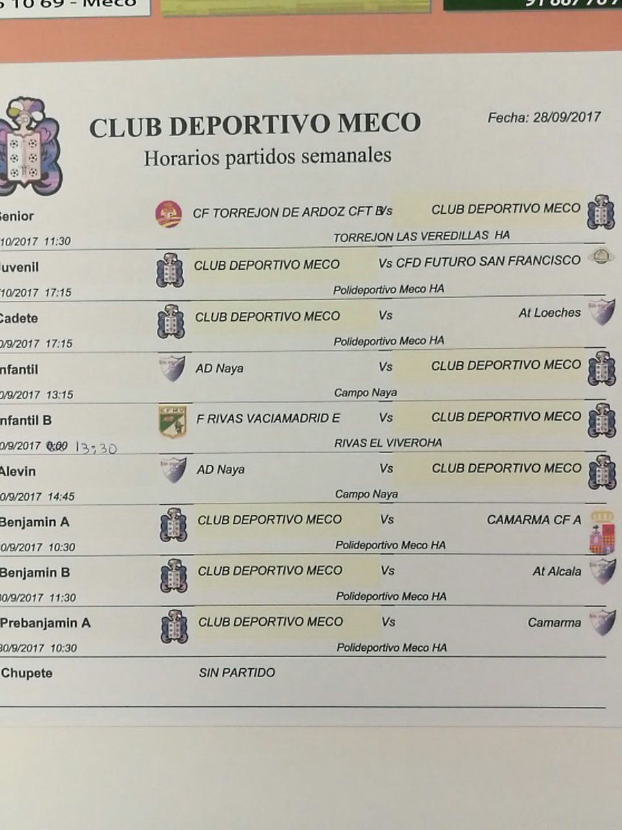DiarioMeco's tweet photo. #Meco Ya tenemos los horarios del fin de semana.
Ven a animar al C.D. Meco!
No te lo pierdas!!
#VamosMeco https://t.co/mOBUEKFyjb