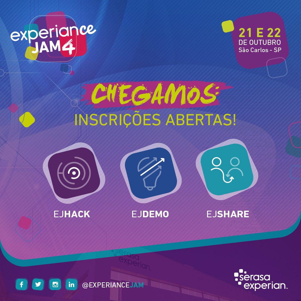 tableless's tweet photo. O Experiance JAM está com novo formato: EJDemo para startups e EJShare com workshops! #HackathonSerasa #EJ4
https://t.co/auKFnR2fpk https://t.co/tSDb8DWEIi