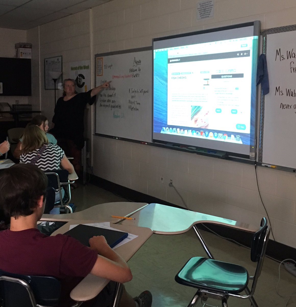 HMSStinnett's tweet photo. Ms. Waters (7th ELA) explains Common Lit as a step in students' personalized pathway. @CMS_principal_ @tjnix https://t.co/SPl2z6laQE