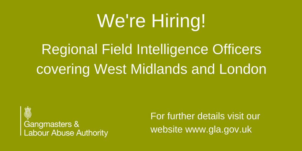 PBroadbentGLA's tweet image. *Job Alert* Regional Field Intelligence Officers - London &amp;amp; West Mids - Job description and further details here: bit.ly/GLA-jobs