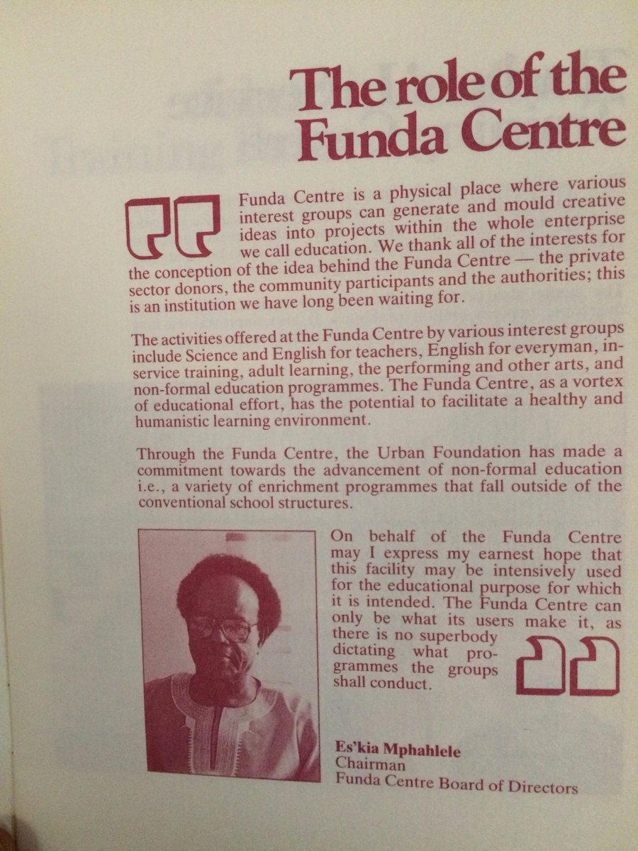 FundaCollege's tweet image. #TBT to one of the first publications at Funda. Pictured here are the words of the literary giant and visionary Prof. Es'kia Mphahlele.